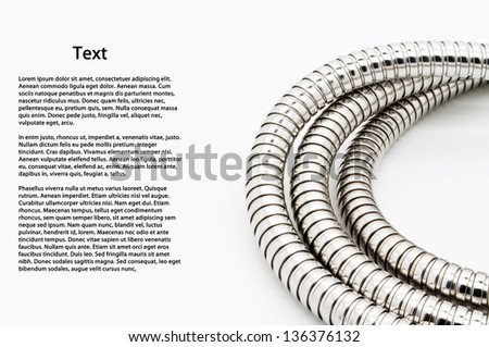Chromeplated shower pipe. Space for text isolated on white background