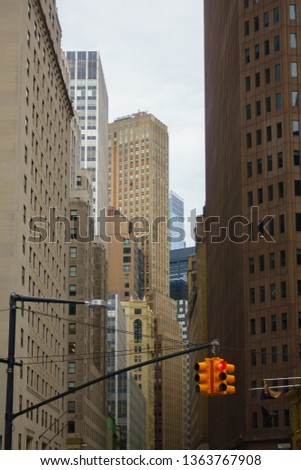 Manhattan skyscrapers at day time, bottom view