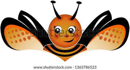 cute bee smiles and holds a jar of honey