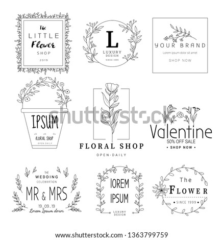 Floral frame set for wedding, flower shop,for printing, card, banner, product. vector illustration