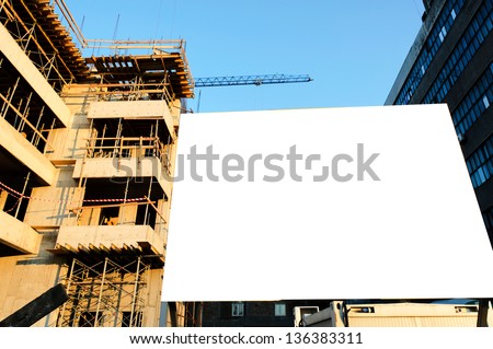Blank billboard on the construction site