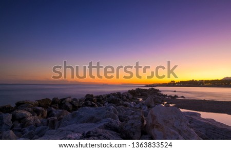 Mesmerising sunset in Puerto Banus, Marbella Spain Royalty-Free Stock Photo #1363833524