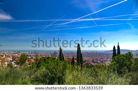 A view of Barcelona from Park Guell Royalty-Free Stock Photo #1363833539