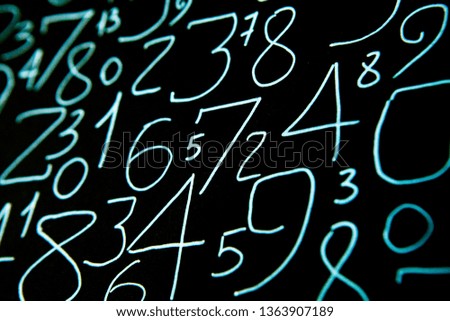 Background of numbers. from zero to nine. Mathematical equations and formulas. Numbers texture