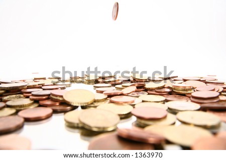 lots of coins symbolize money rain