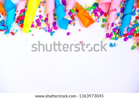 background with confetti and ribbons