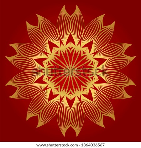 Ornamental Round Lace. Sacred Oriental Mandala. Color Floral Ornament. Modern Decorative Vector Illustration. Luxury red gold color.