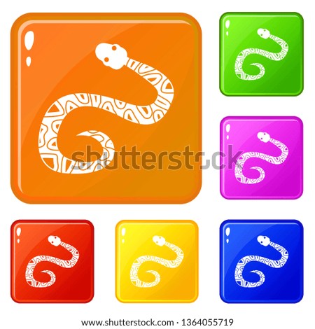 Snake icons set collection vector 6 color isolated on white background