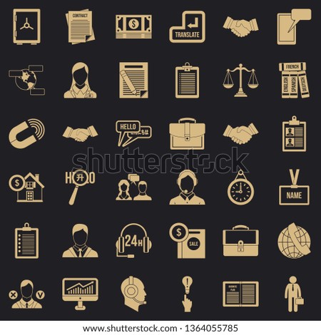 Important discussion icons set. Simple style of 36 important discussion vector icons for web for any design