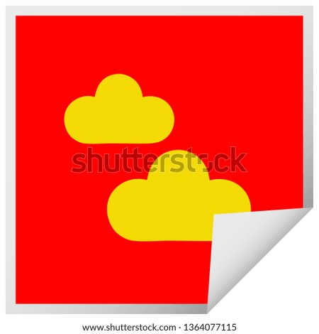 square peeling sticker cartoon of a snow cloud