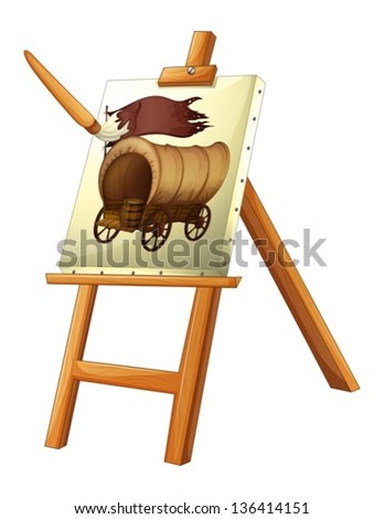 Illustration of a painting of a wooden carriage on a white background