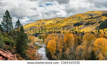 Autumn views between Telluride and Delores Scenic Highway 145	- Colorado Rocky Mountains