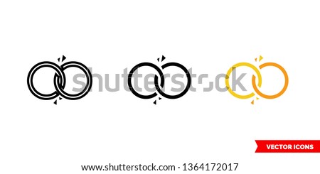 Divorce icon of 3 types: color, black and white, outline. Isolated vector sign symbol.