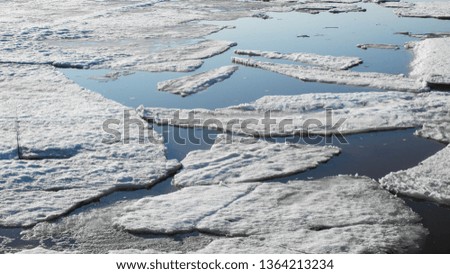 ice drift on the river in spring