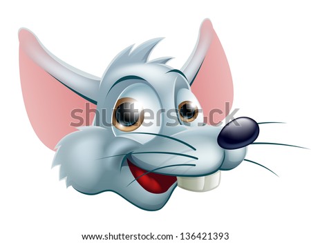 Illustration of a cute happy cartoon rat characters face