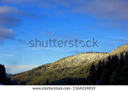 panorama of mountains in vosges with snow