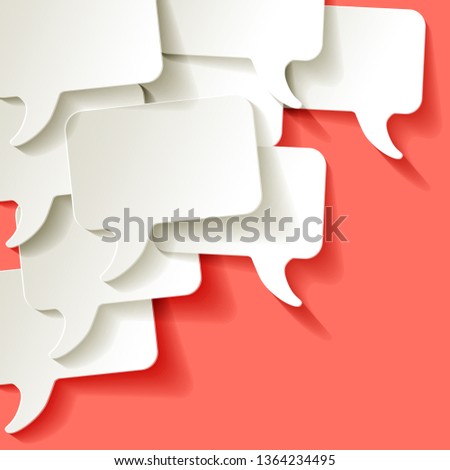 Chat speech bubbles vector white on a Coral color background in the corner Royalty-Free Stock Photo #1364234495
