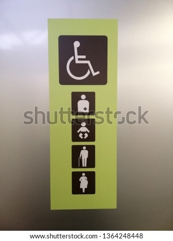Symbol showing areas for people with disabilities, injured people, infants and pregnant women.
