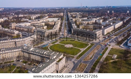 Central Square in Nowa Huta from a bird's eye view, Krakow, Poland Royalty-Free Stock Photo #1364257286