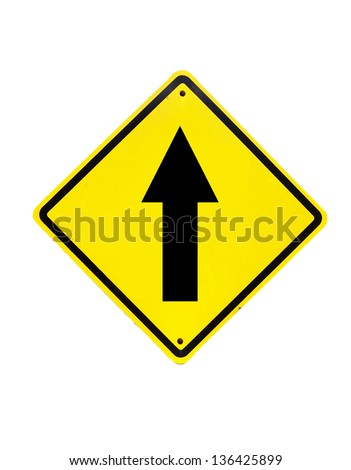 go straight traffic sign on white
