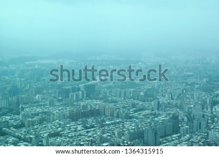 top view of Taipei cityscape from tallest building in Taiwan