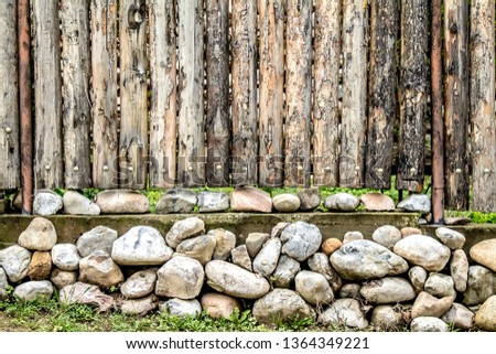 Round Log Fence as Background