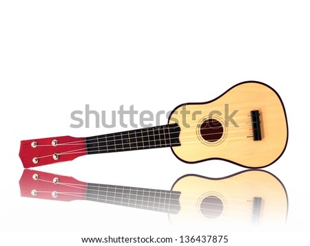 A guitar isolated against a white background