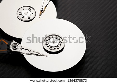 Hard disk drive on carbon fiber background