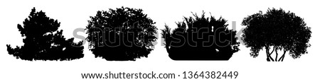Bush silhouette vector set Royalty-Free Stock Photo #1364382449