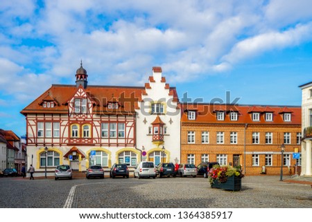Market, town hall and Church of Sternberg, Germany 