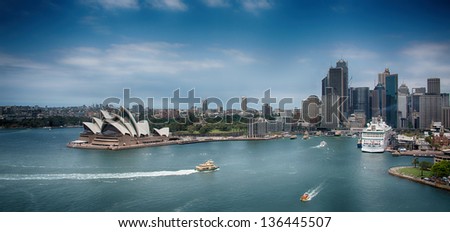 Sydney Harbour Skyline with dramatic toning effect