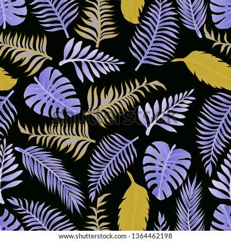 Pattern and vector illustration of tropic leaves