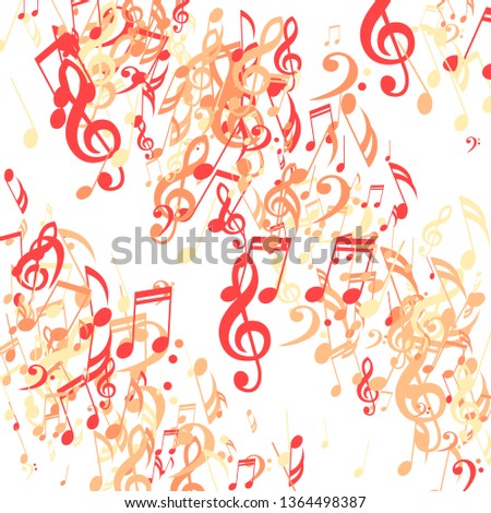 Stripes of Musical Notes. Creative Background with Notes, Bass and Treble Clefs. Vector Element for Musical Poster, Banner, Advertising, Card. Minimalistic Simple Background.