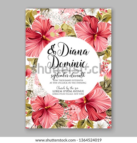 Hibiscus wedding invitation tropical floral background Aloha awaii luay