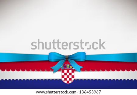 Abstract background with the Croatia Flag and a blue bow. (Vector EPS10)