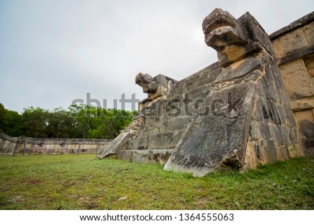 Pyramid ruins around Chichen Itza place on the jungle 