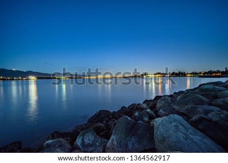 skyline of vancouver at night, canada.