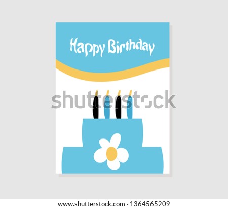 Awesome birthday gift card with cake blue color