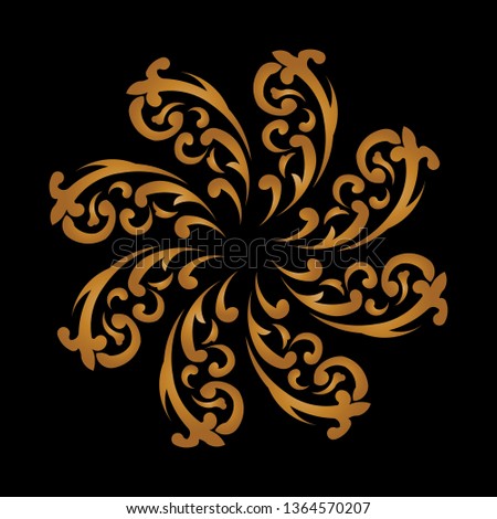 Mandala design vector. Design floral with polar effect gradient gold on black background. Design print for illustration, element, ornament, background, wallpaper.