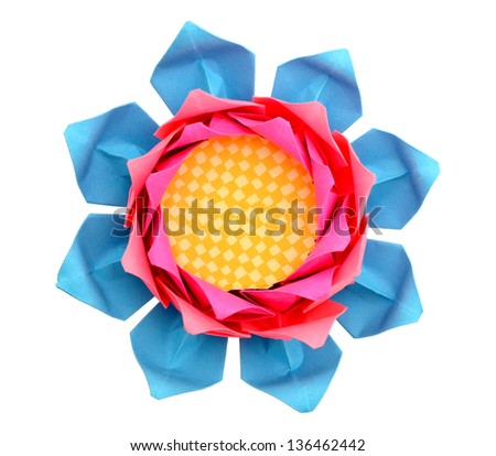 A paper lotus head isolated on white