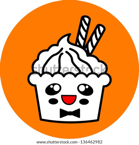 happy cupcake in doodle style