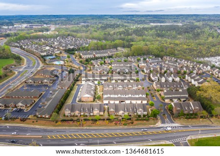 Aerial Picture of typical suburban houses in southern United States
