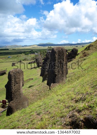 Moai, Stone Head sculpture in Rapa Nui, Easter Island, Chile.