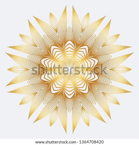 Modern Floral Vector Ornaments. Decorative Flower Mandala. Vector Illustration. White yellow gold colour.