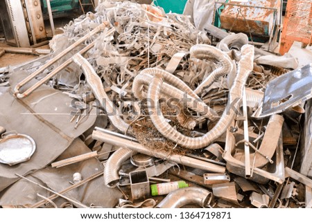 Photo Picture Heap of Scrap Metal Ready for Recycling