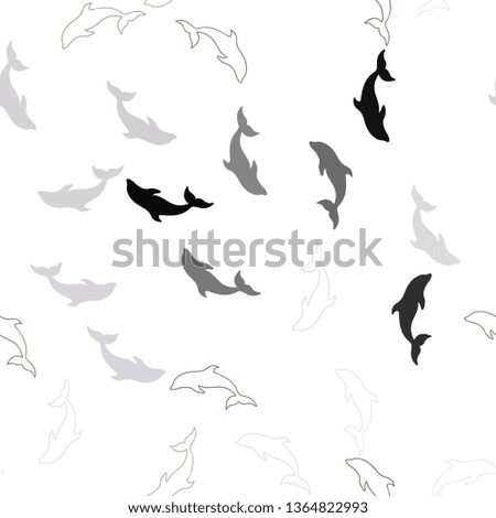 Light Pink, Green vector seamless background with dolphins. Isolated sea dolphins on white background. Template for natural magazines.