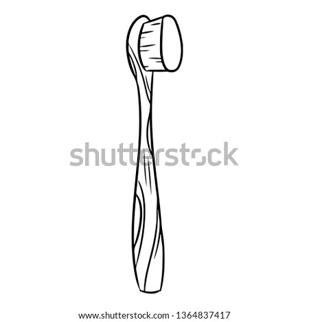 Natural material bamboo toothbrush doodle. Ecological and zero-waste product