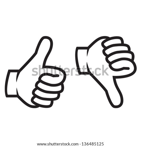 Thumbs up and down gesture vector illustration in black Royalty-Free Stock Photo #136485125