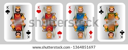 Vector illustration of playing cards from full set №2 , King of all colors