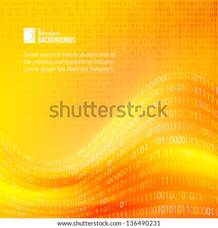 Yellow digit waved background. Vector illustration, contains transparencies, gradients and effects.
